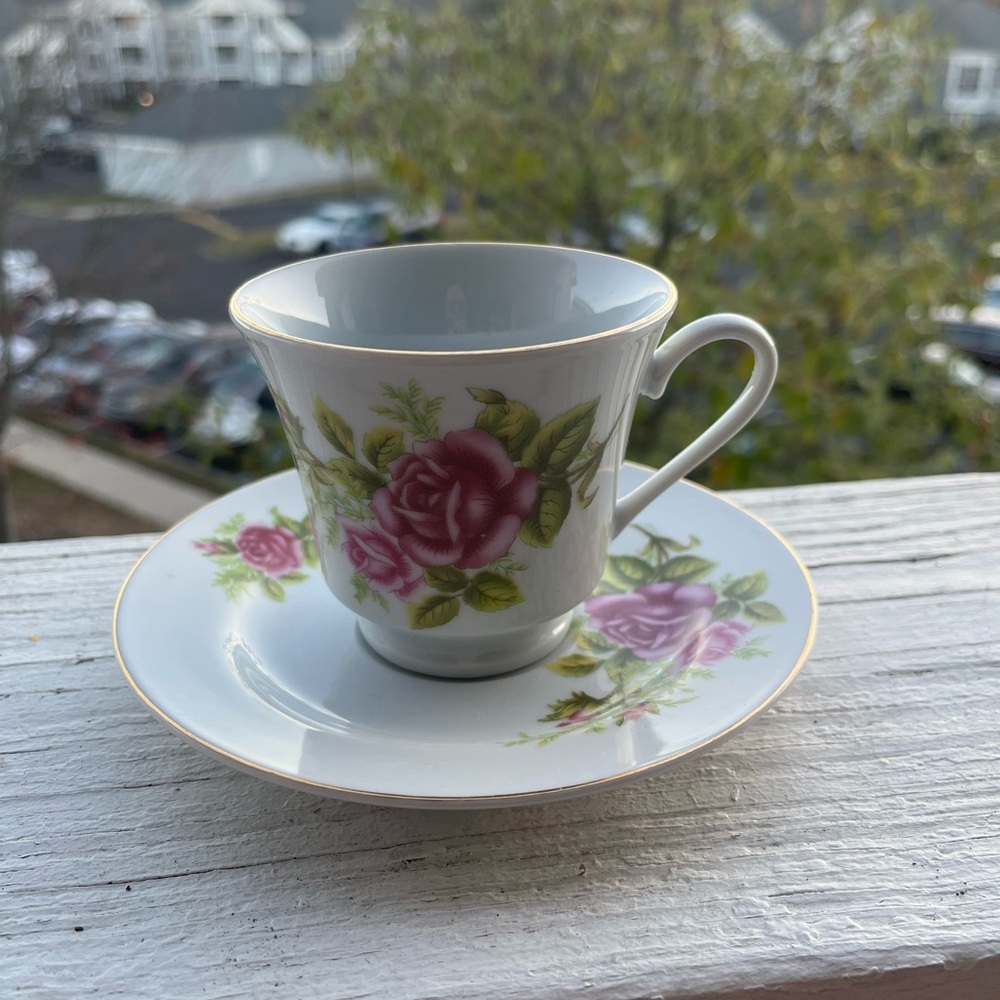 Floral Teacup and Saucer Set